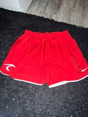 Nike Red Dri-FIT Slim Fit Athletic Shorts with White Label
